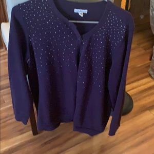 Croft & Barrow Purple Cardigan w/silver stud Sz 1x